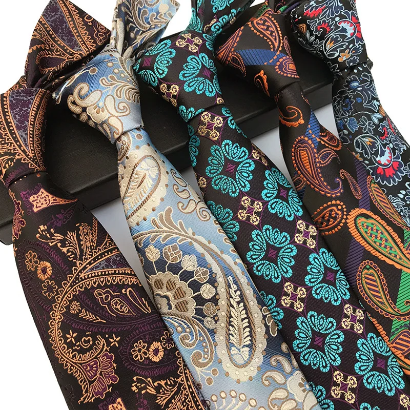 

8cm ties for men gravatas de luxo para homens jacquard cashew flower ties business corbata vintage wedding accessories