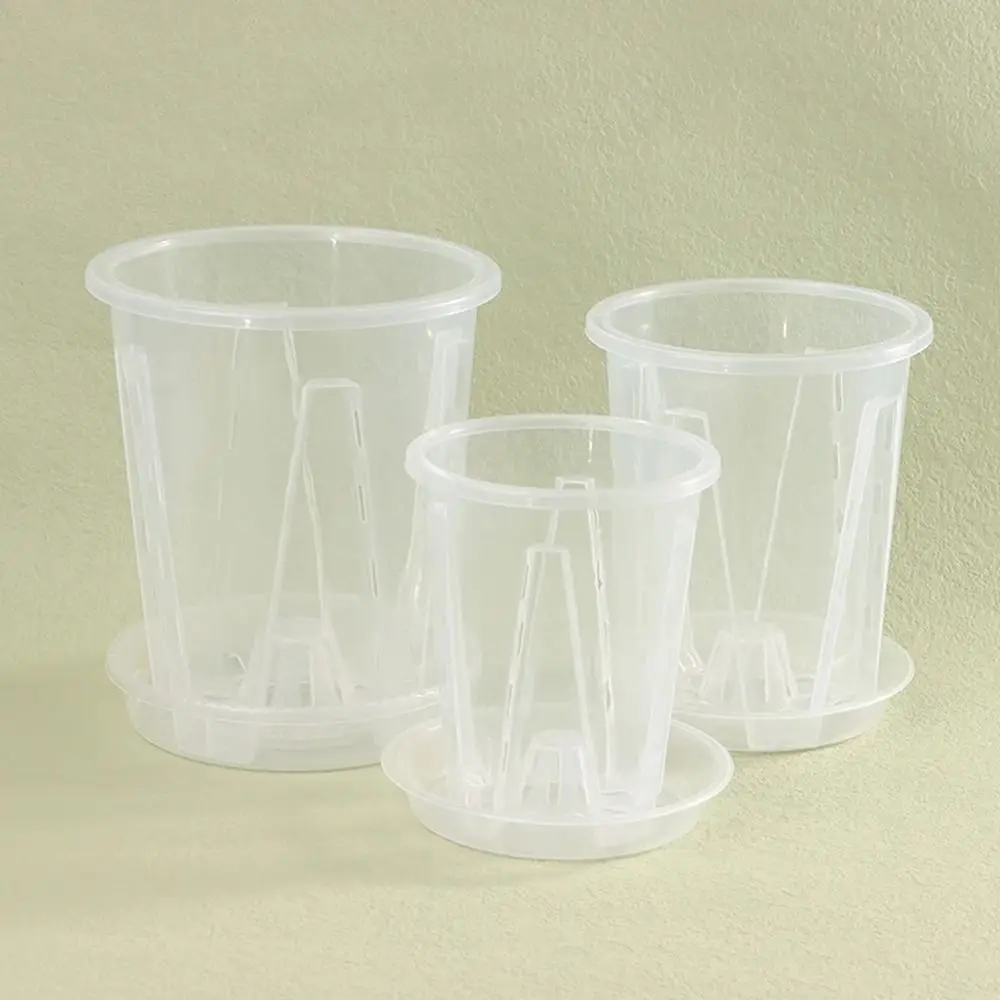 Breathable Root Control Transparent Flower Pot Beautiful Plastic Phalaenopsis Orchid Pots with Tray With Stomata Planting Pot