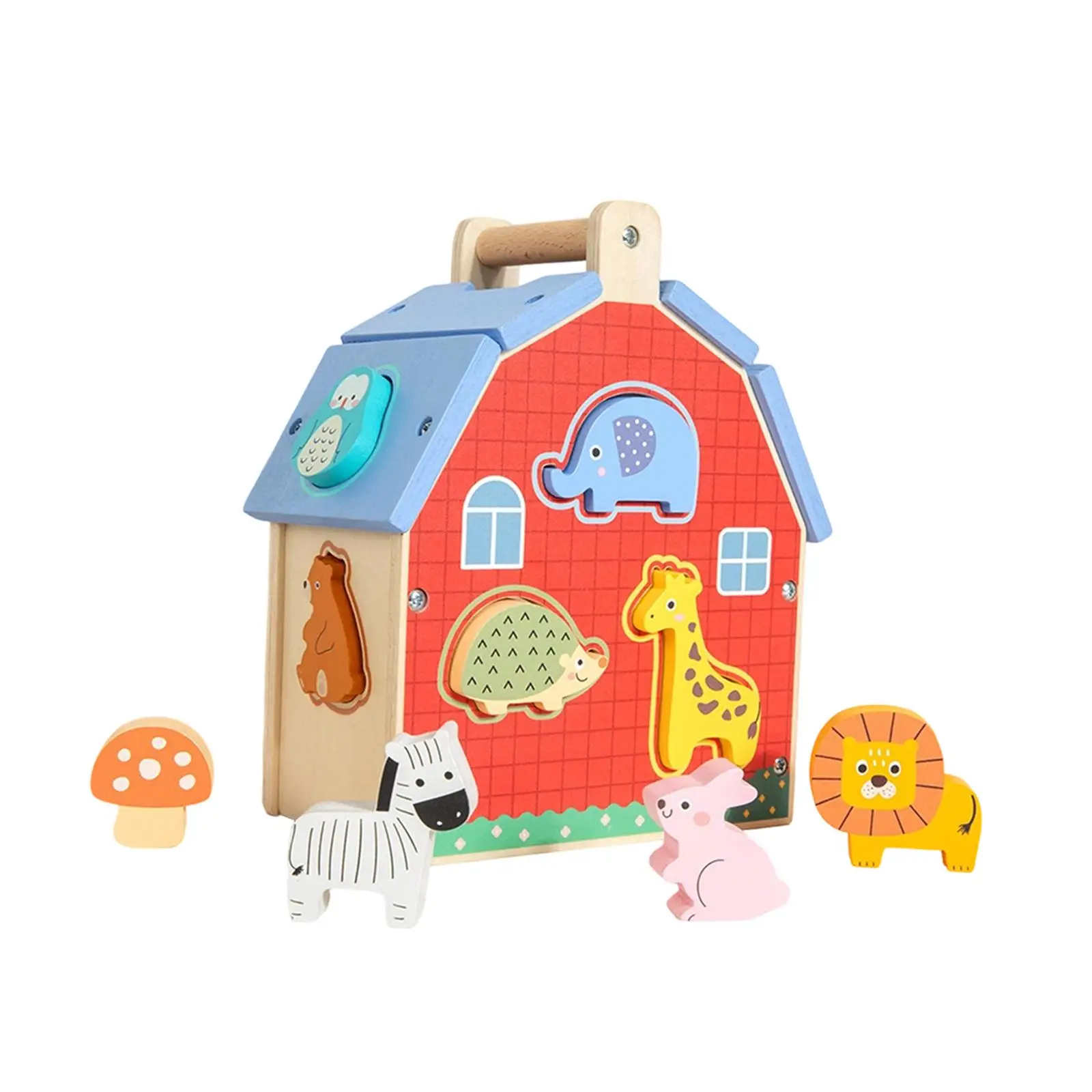 

Shape Sorter Toy Developmental Logical Thinking Kids Animal Shape Sorting Toy Wooden Recognition Blocks for Kids Kindergarten