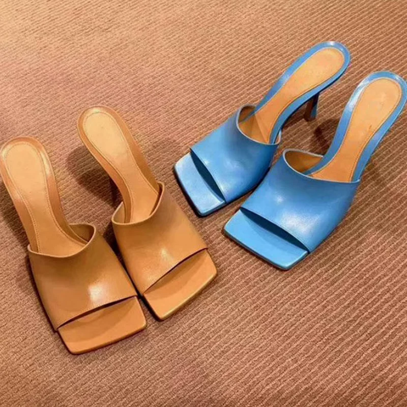 

Fashion New Summer Sexy Open Toe High Heels Slip-on Sandals Women Outdoor Non-Slip Square Head High Heels Casual Shoes Women
