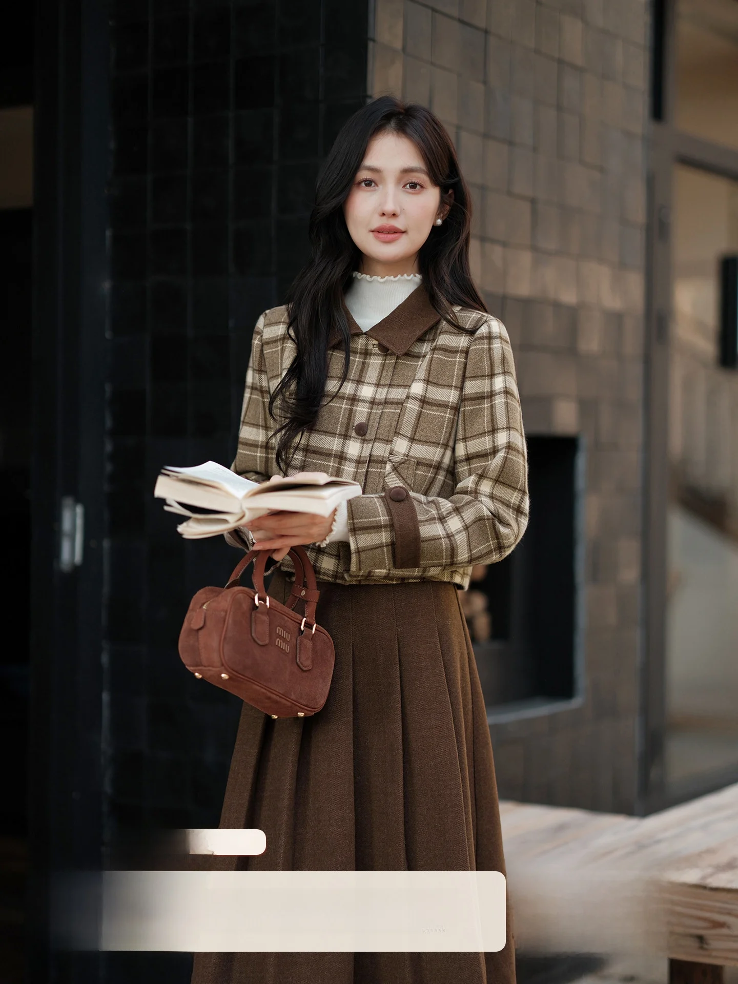 

Деревянный легкий винтажный комплект пальто и плиссированной юбки, женская уникальная красивая зимняя одежда, весь комплект, теплая смесь хлопка