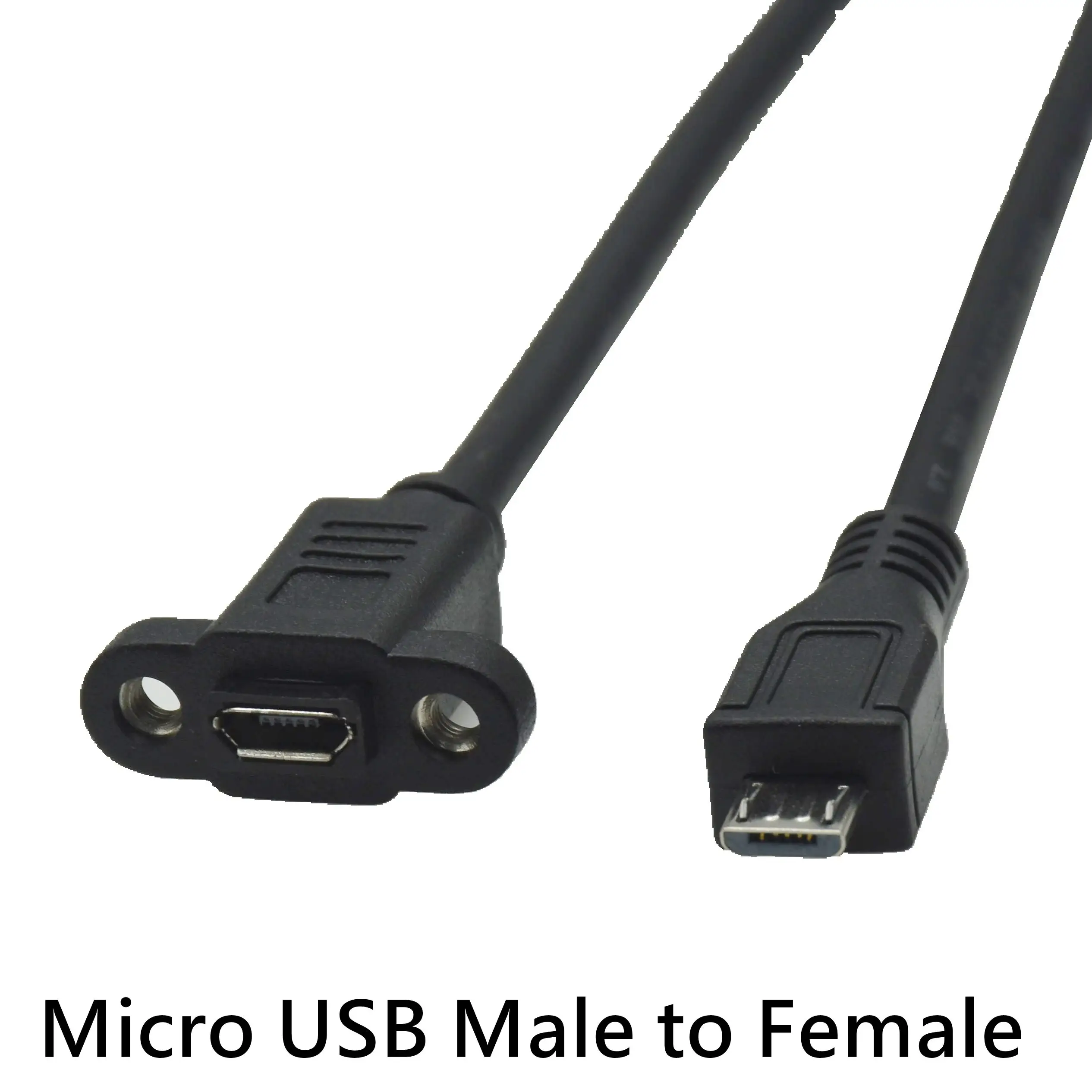 Przedłużacz Micro USB męski na Type-C żeński 0,3m/0,5m, rozstaw otworów montażowych 17,5mm, montaż panelowy ze śrubami, kabel do szybkiej synchronizacji danych — zdjęcie produktu 3