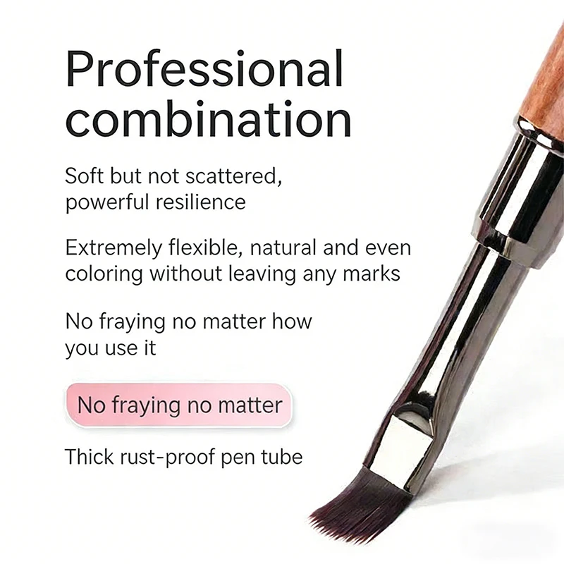 Professional Ebony Wood UV Gel Nail Brush Set Round Flat Square Head No Shedding Manicure Tool for Gel Extension & Blending