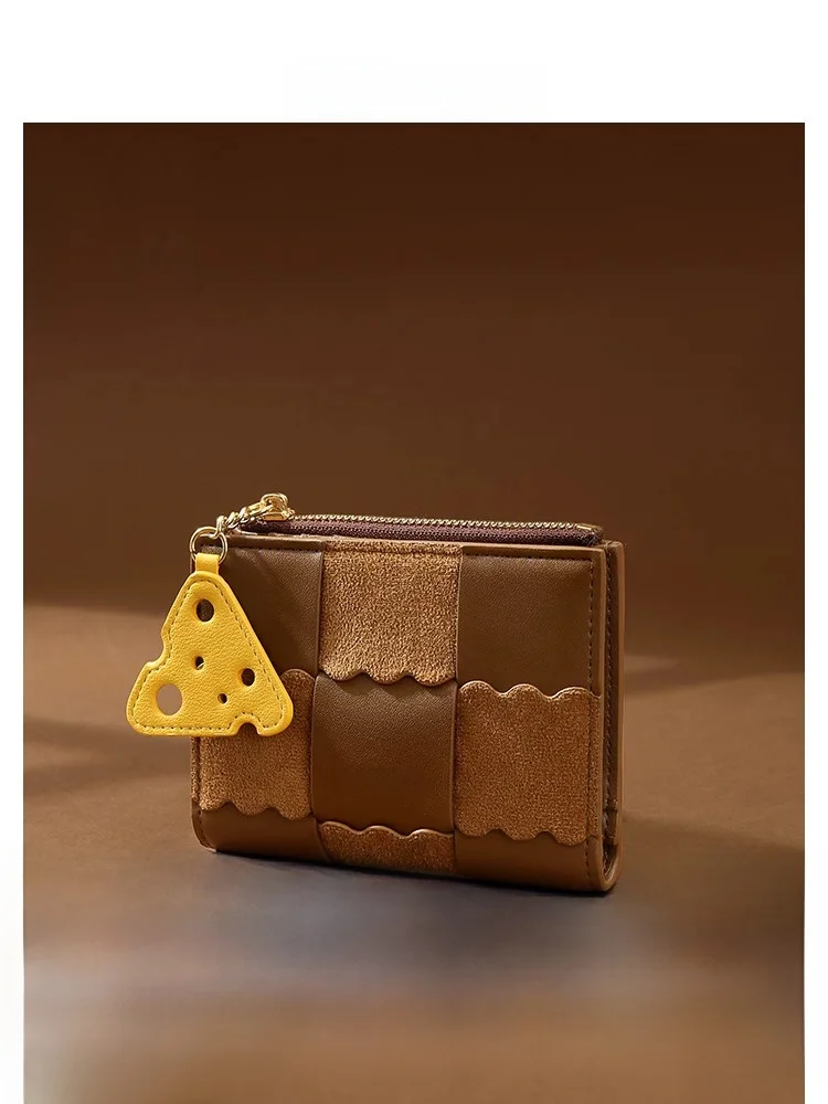 birthday-gift-toutou-brown-wallet-card-holder-lightweight-cute-storage-children's-coin-purse-women's-sweet-lady-style-zipper