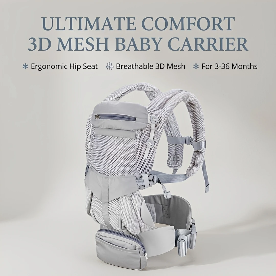 Baby Carrier with Hipseat Ergonomic Front Facing Kangaroo Sling for Newborn Multi-functional Toddler Infant Backpack Carrier