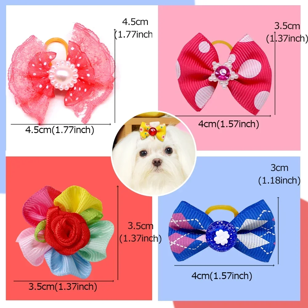 100PCS/Pack Choose Patterns Puppy Dog Small Hair Bows Pet Dog Hair Accessories Dog Grooming Bows for Small Dog Puppy Yorkshir