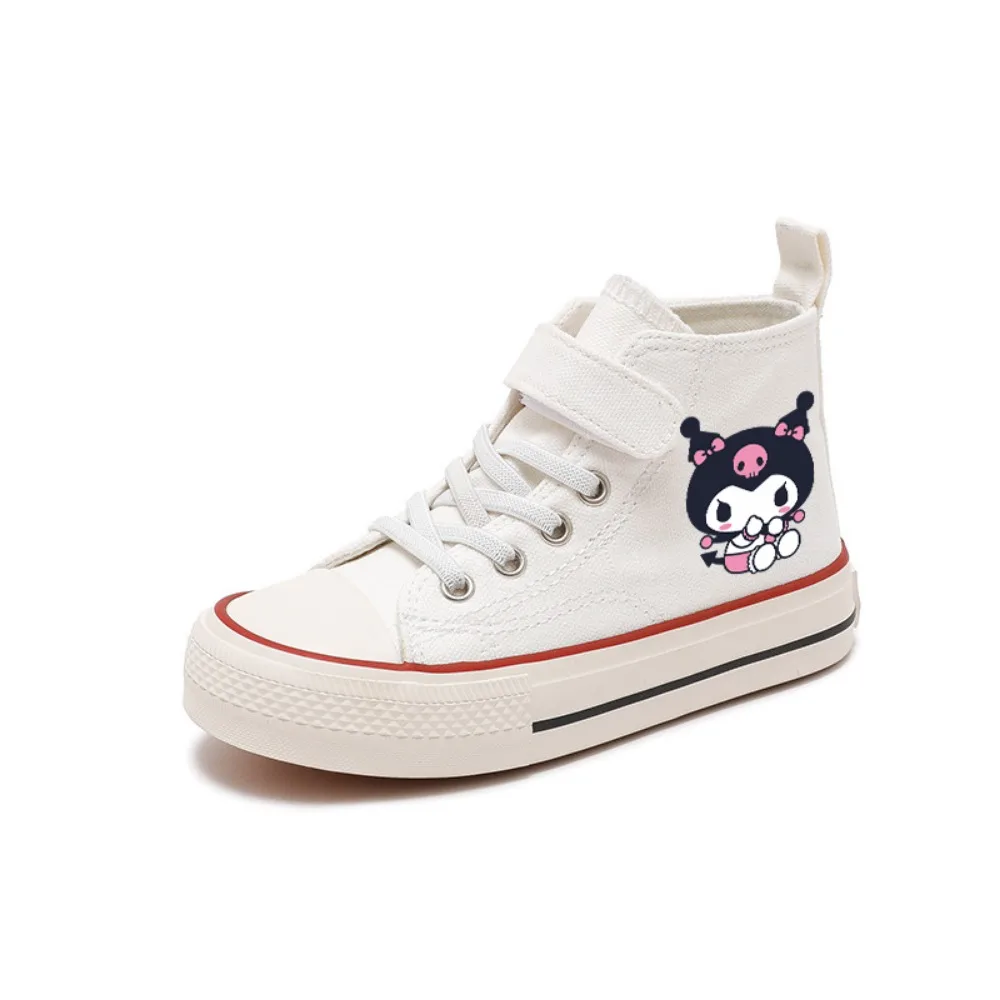 Kuromi Children Canvas Shoes Fashion Cartoon Girl Kids High-top Boys Kids Casual Sport Shoes  Print Flat bottomed Tennis Shoes