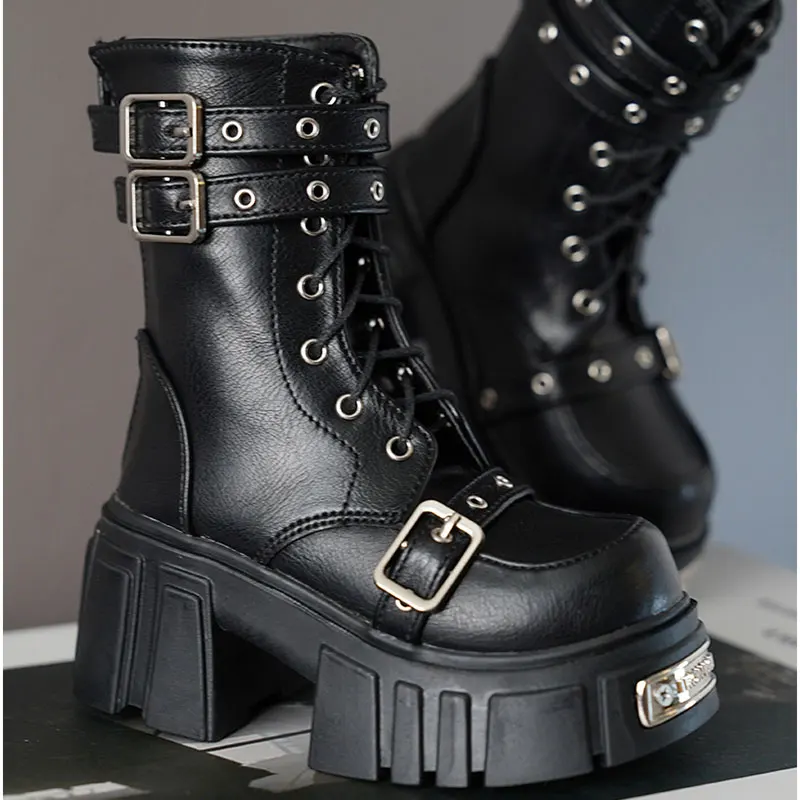 

75th Uncle Bjd Кукольная обувь на толстой подошве, однотонные туфли с высоким берцем на шнуровке, крутые красивые повседневные короткие ботинки ручной работы с металлической пряжкой