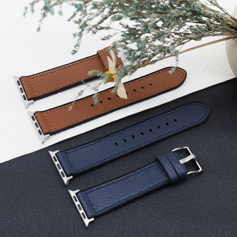 สร้อยข้อมือสําหรับ Apple Watch สาย 49 มม.45 มม.41 มม.44 มม.40 มม.42 38 มม.สายหนังสังเคราะห์ทนทาน iWatch Ultra Serie 9 4 5 SE 6 7 8