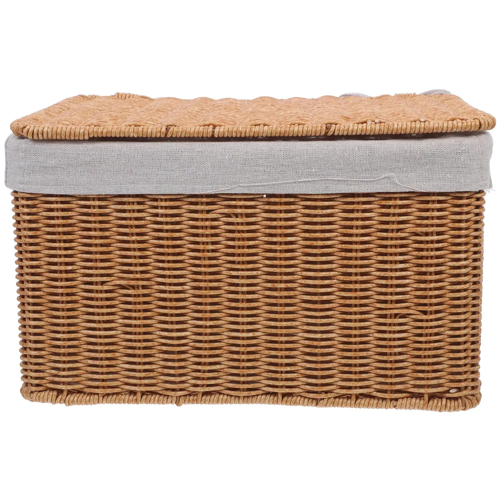 

Rattan Storage Basket Clothes Hamper Toy Bin Light Brown Woven Magazine Holder Decorative Laundry Container With Lid 12 Inch