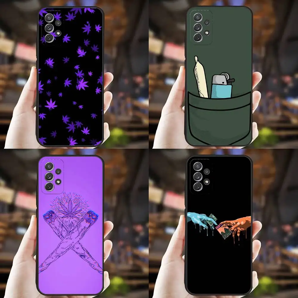 

Leaf Weed 420 Smoking Phone Case For Samsung S25,S24,S21,S22,S23,S30,Ultra,S20,Plus,Fe,Lite,Note,10,9,5G Black Cover