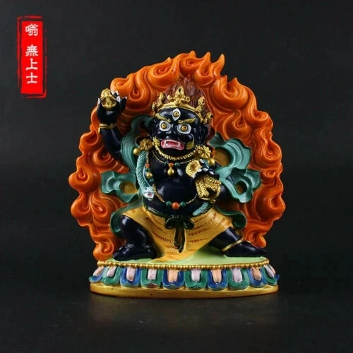 

Exquisite Tibet Buddhism Hand painting resin Gilt statue Vajrapani Bodhisattva