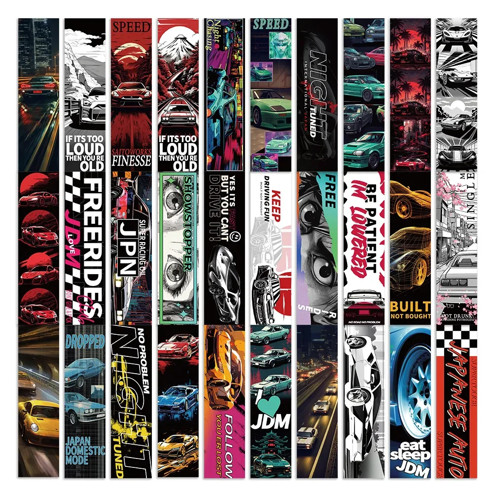 10/30pcs Cool Car Japan JDM Racing Car Stickers Anime Decals Waterproof Graffiti Laptop Skateboard Car Vinyl Sticker Wholesale