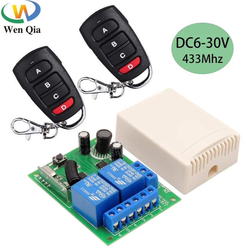 

Universal Wireless Remote Control 433Mhz DC6V 12V 24V 2CH rf Relay and 4B Transmitter For Gate/Motor/Light/Home appliance/DIY