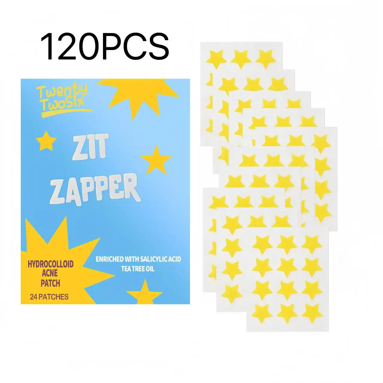 120 قطعة من رقعة البثور، نجمة صفراء لطيفة، ملصقات، مناسبة لجميع المناسبات، ضرورية للمكياج، كونسيلر