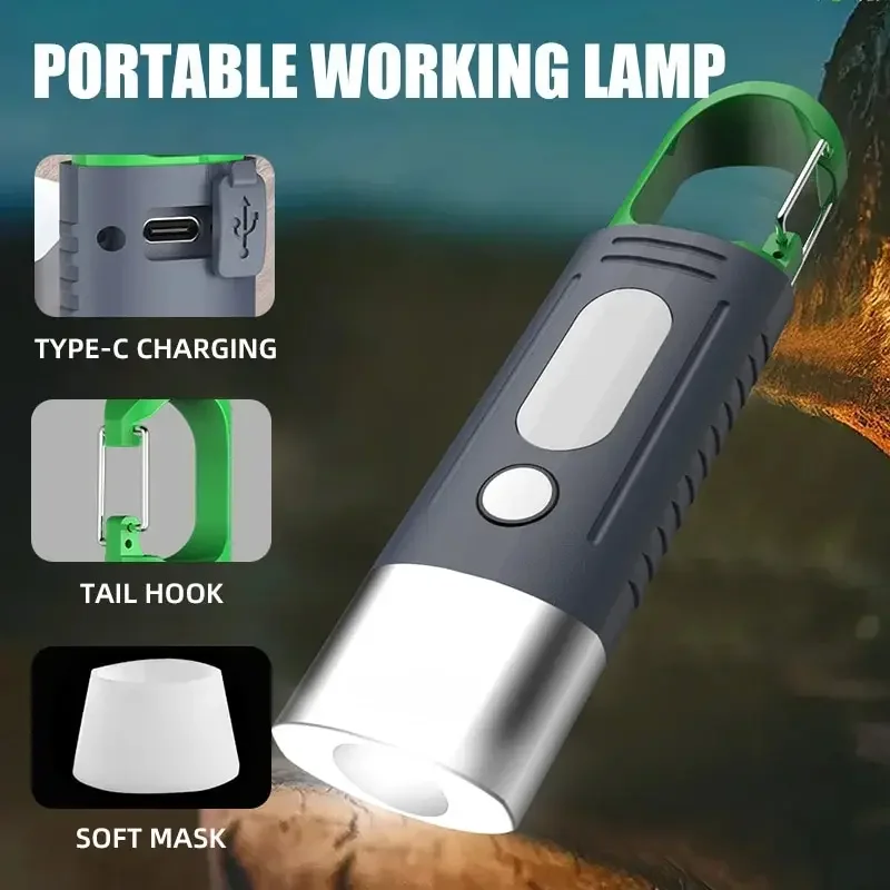 Praktische Mini-Hochleistungs-LED-Taschenlampe, Camping-Taschenlampe, 3 LEDs und Seitenlichter, wasserdichtes Teleskop-Zoom-Licht, Lampenschirm