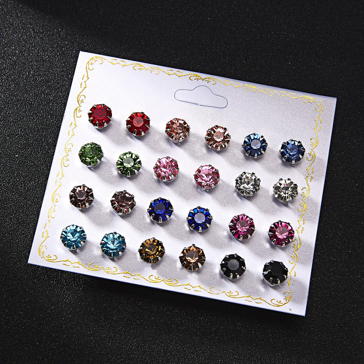 12 Pair Multicolor Rhinestone Mini Stud Earring For Women Mix Style On Ear Piercing Ball Simulated Pearl Earrings Party Jewelry