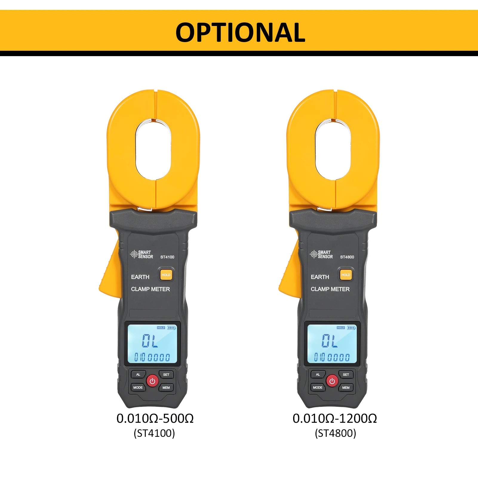 SMART SENSOR Ground Earth Resistance Tester Multifunctionele Digitale Stroomtang LCD Display Alarm Klem Ampèremeter ST4100/ST4800