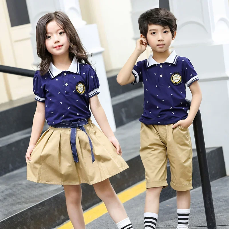 skirt School uniform set, children's sports, kindergarten, summer, style, graduation photo, primary school, class, South Korea