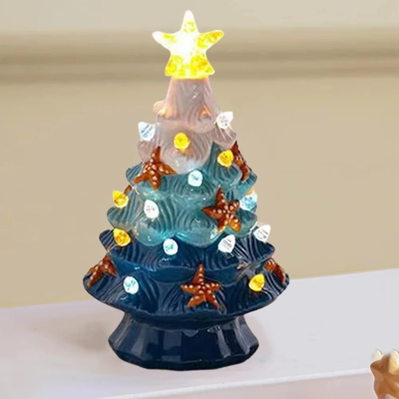 Relaxing Meditations Led Decor Ceramic Starfish Christmas Tree Night Light Decorative Led Home Decor For Bedside