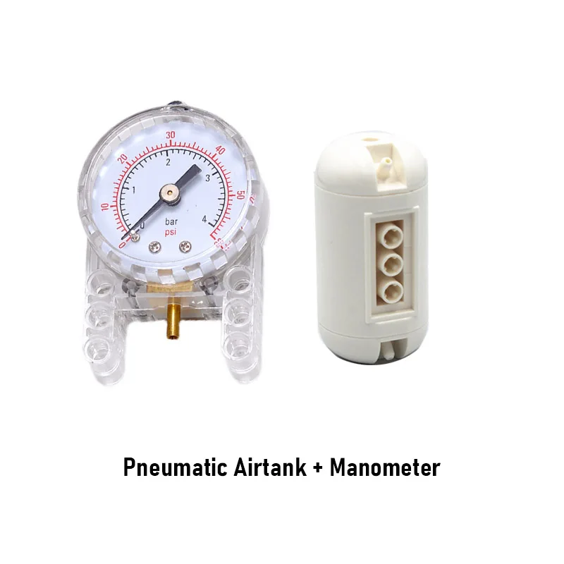 Technical Pneumatics Airtank Pneumatic Pressure Gauge MOC Building Blocks Part Bricks DIY Toys Gifts 75974 64065 5102C Air Tubes