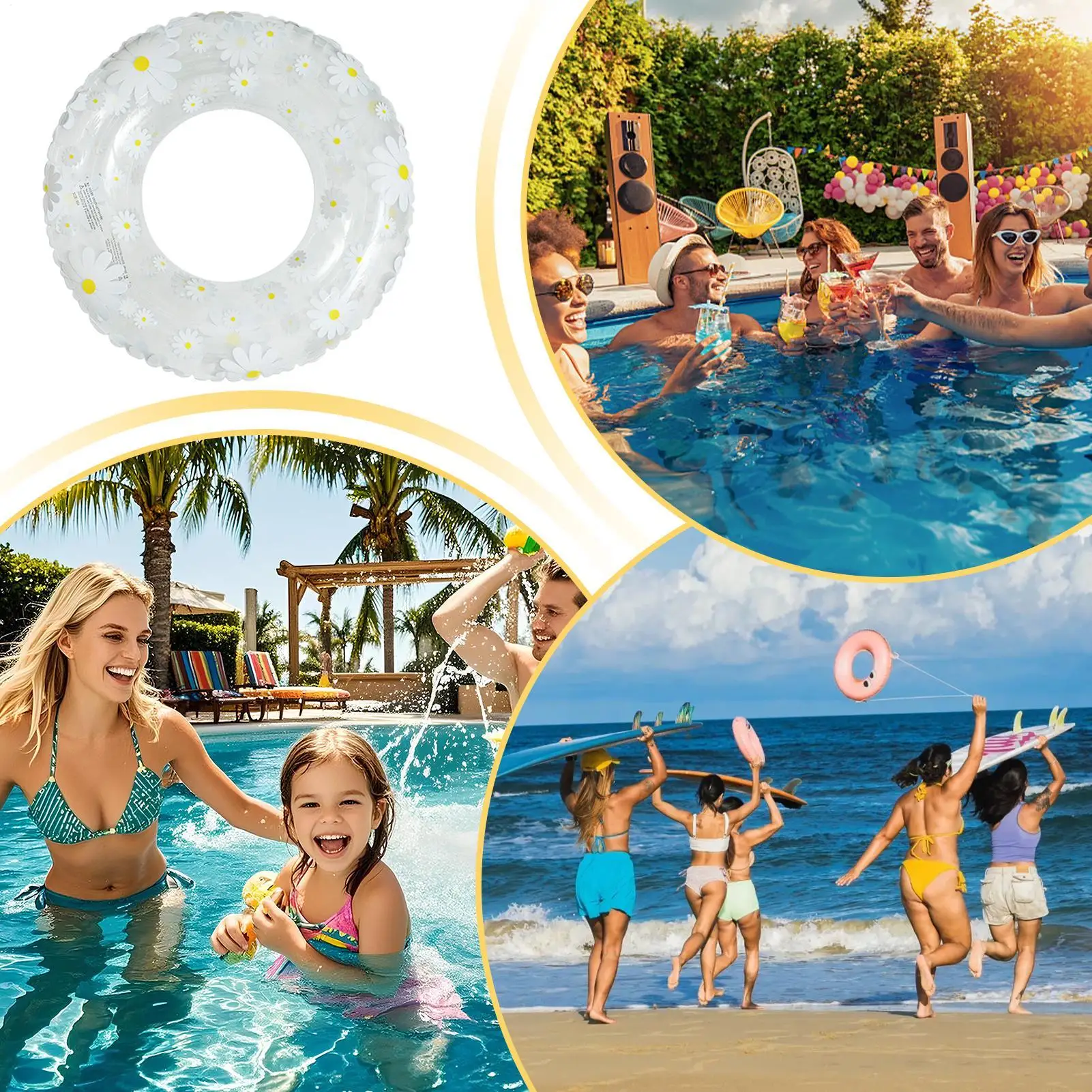 

Inflatable Tube Pool Float Clear Lightweight Swimming Ring Inflatable Swimming Ring For Beach Water Party Summer Decorations