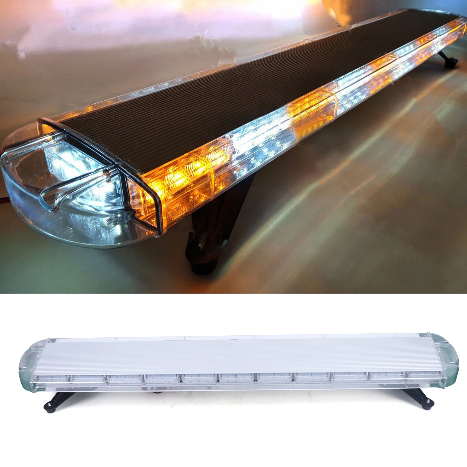 Yellow + White LED Lightbar Lamp for DC 12V-24V Vehicles with The Mounting Roof