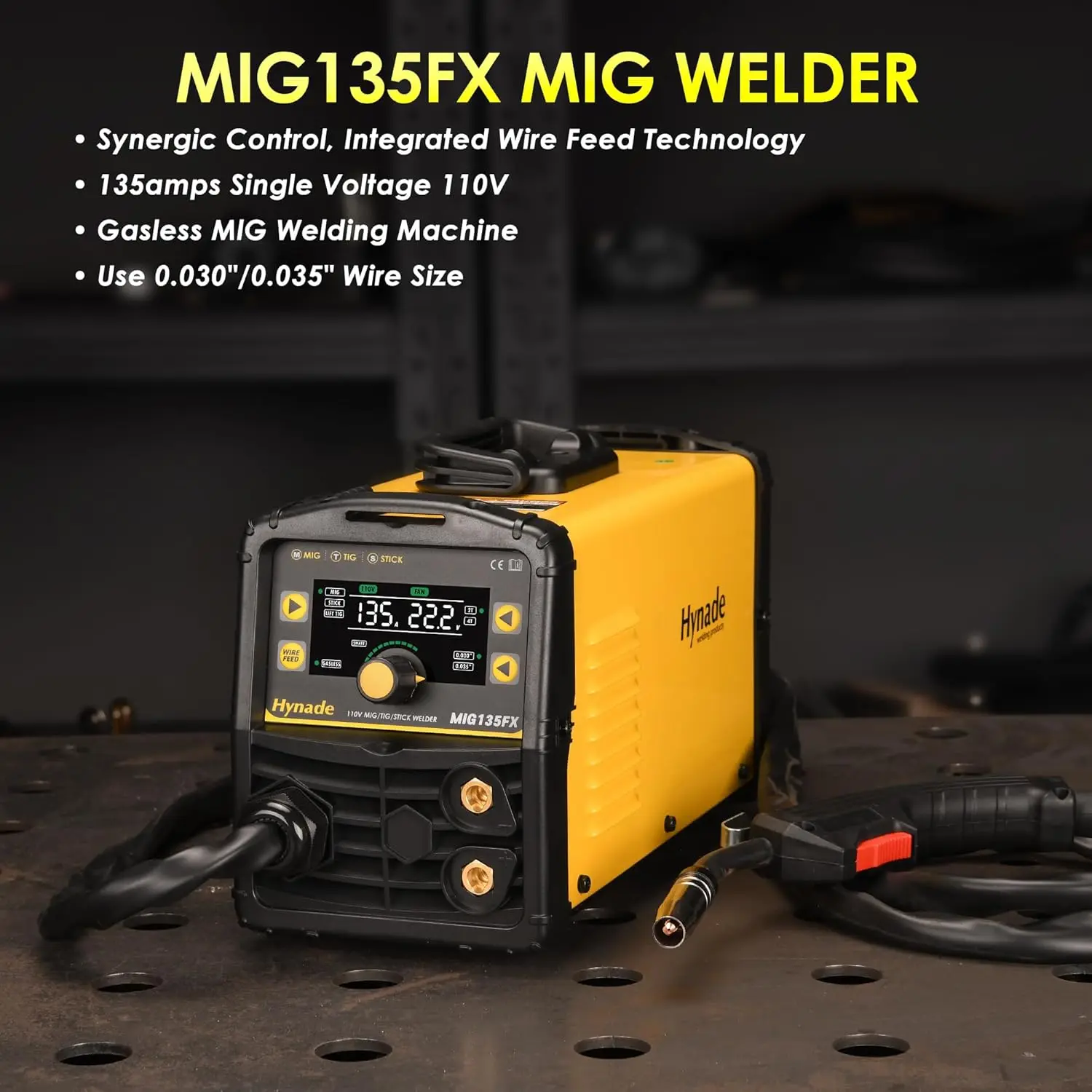 135A MIG Welder 110V Flux Core MIG Welde/Lift TIG/Stick 3 in 1 Gasless MIG Welding Machine 110v Portable Welder