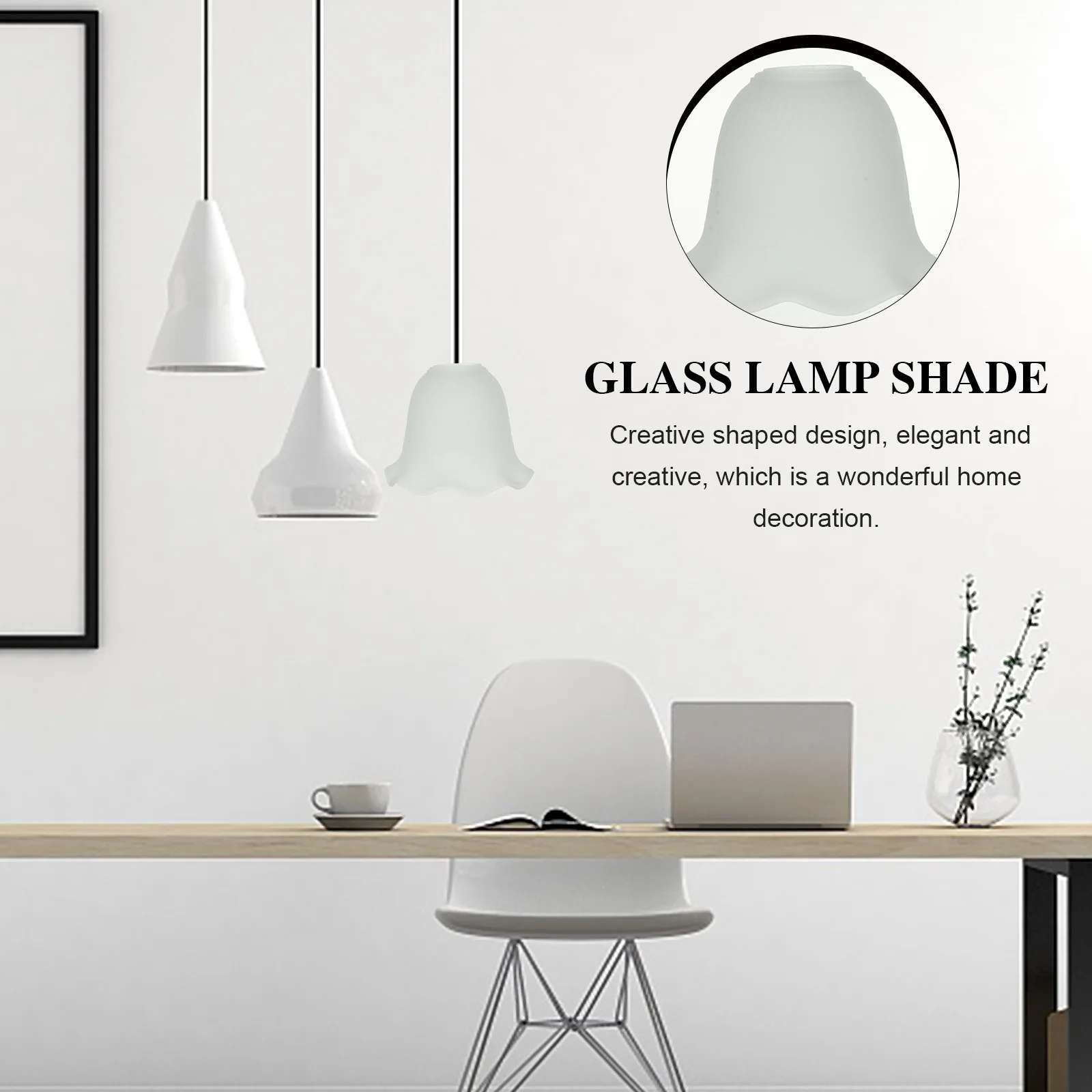 

3Pcs Lamp Shade Glass High-End Material Soft Light Diffusion for Bedroom Living Room Chandelier Lamp Cover E27 Base