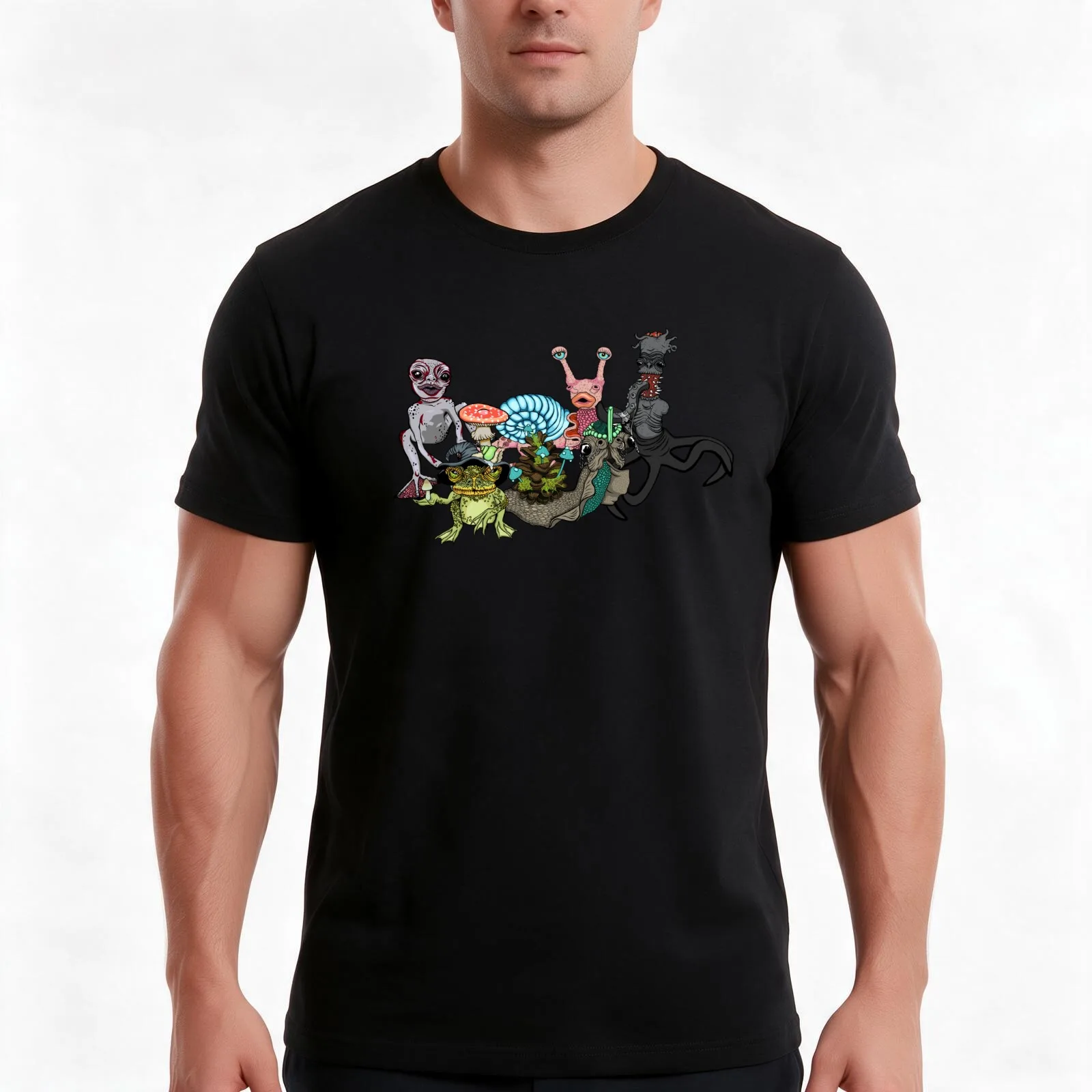 Bloodmoon Forest Family Photo T-Shirt, Summer Casual Cotton Tee, Oversized Streetwear Tops, Vintage Graphic Print, 100% Cotton