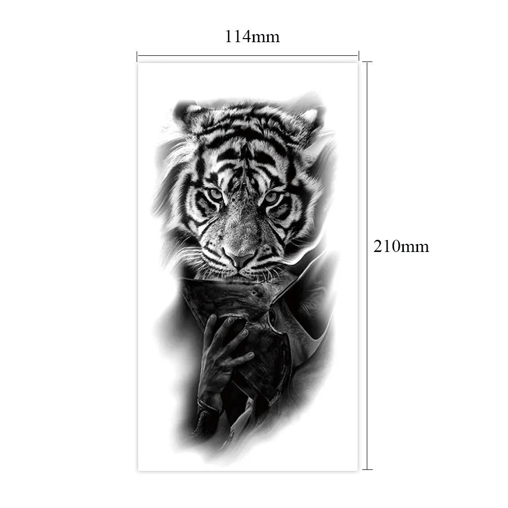 Animal Men's Temporary Tattoos for Arm Sleeve Body Waterproof Wolf Lion Tiger Tattoo Stickers Diaposable Fake Tattoo image 4