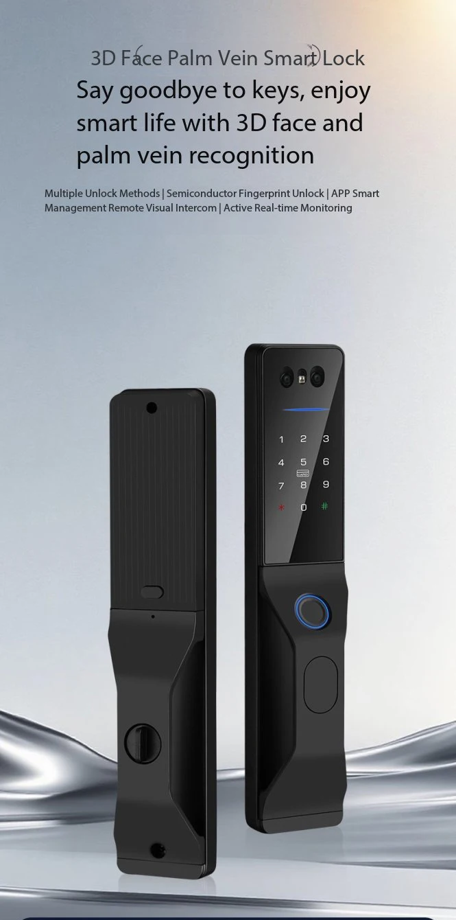 3D Face Recognition Biometric Fingerprint Smart Door Lock Tuya WiFi Aluminum Wood/Aluminum Doors Keyless Entry