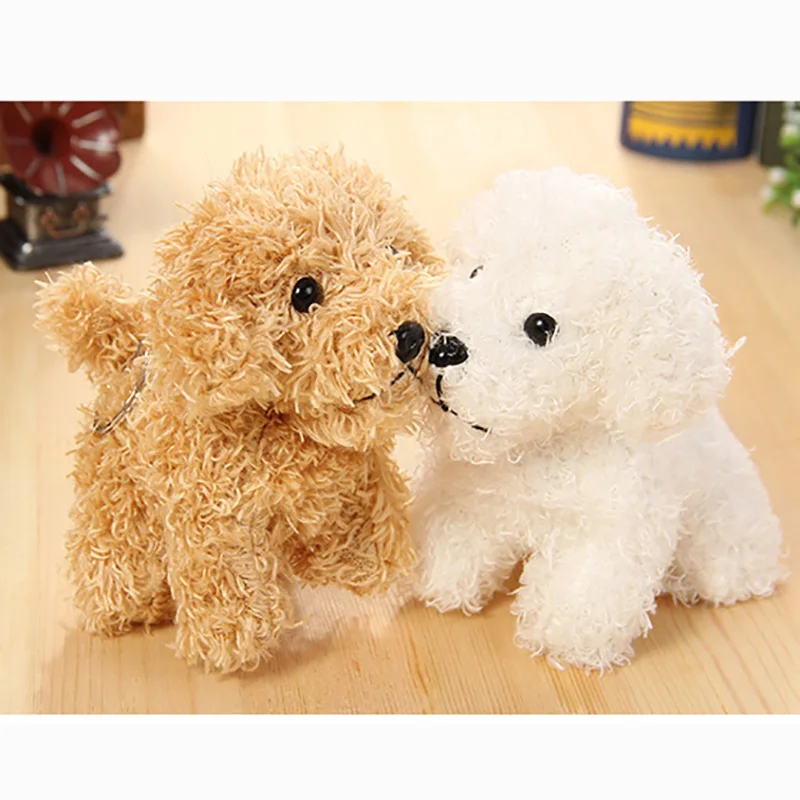 12 cm Simulation Dog Poodle Plush Toys  Animal Suffed Doll Key Chain Ring Pendant Plush Toys Christmas Gift