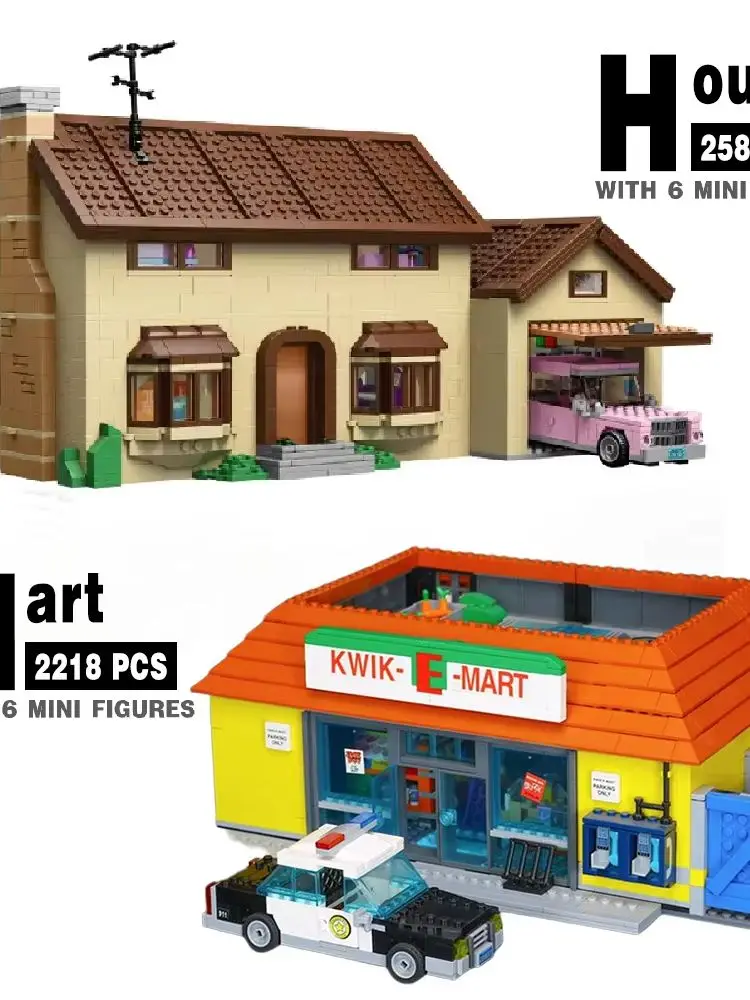 2523 Teile MOC Beliebte Stadt The Virginia Simpsons House 71006 71016 Bausteine Bildungsspielzeug für Kinder Weihnachts- und Geburtstagsgeschenke – Detail 1