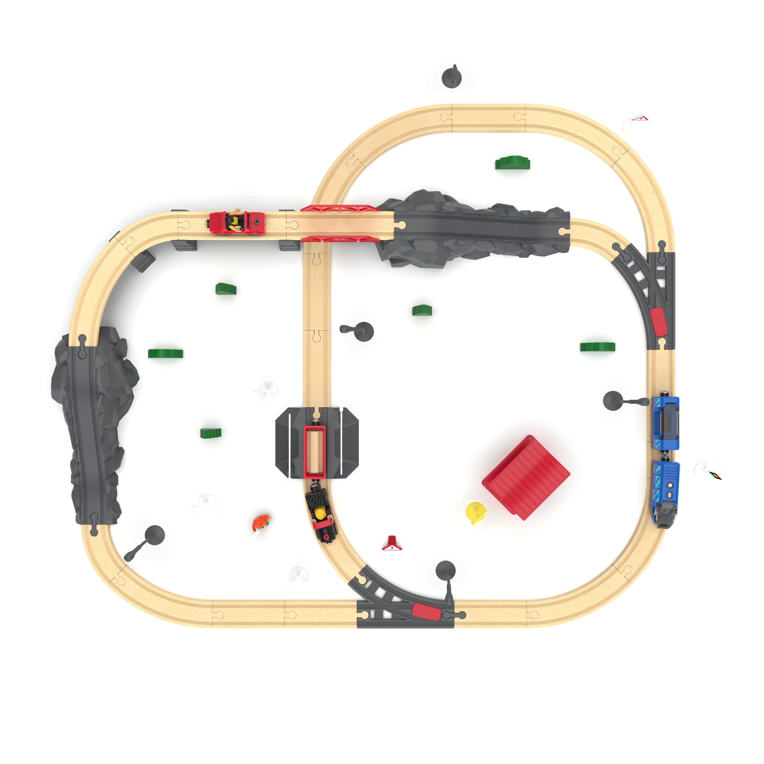 Set di binari Happy Station, binario in legno, piccolo treno, puzzle per bambini, modello di scena giocattolo, binario di montaggio, XT141