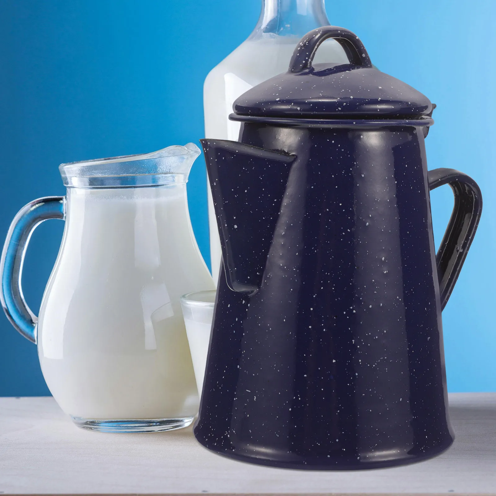 

Enamel Teapot Sturdy Coffee Pot Smooth Edges Household Cafe Restaurant Use Elegant Design Versatile Supplies