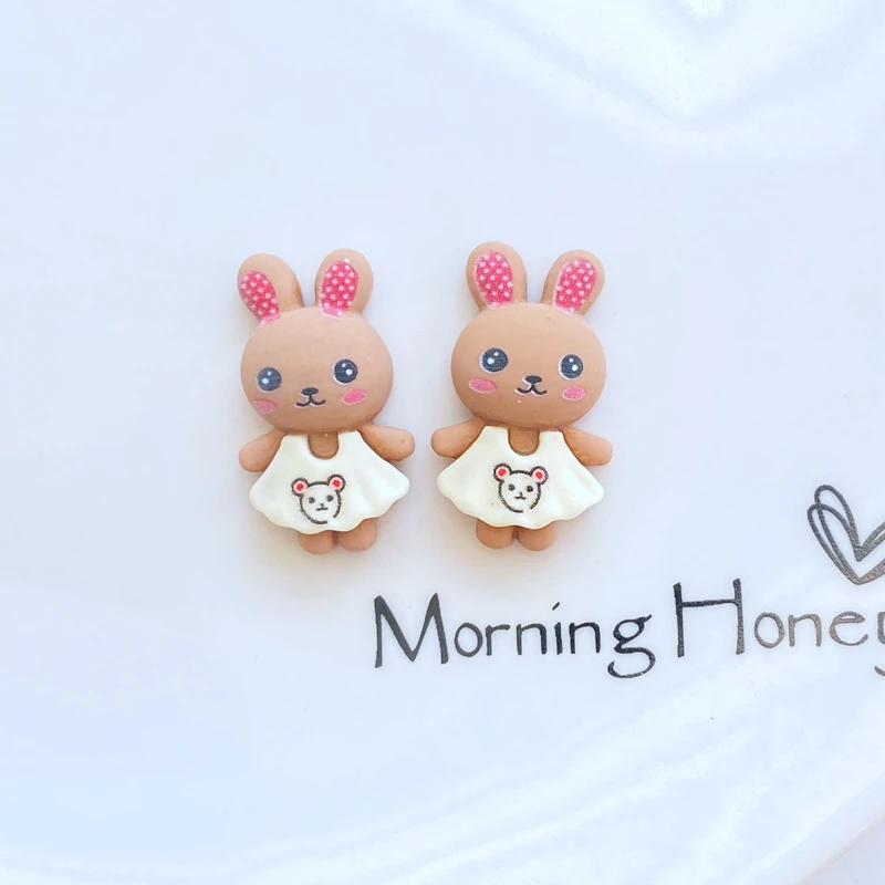 10Pcs New Cute Resin Mini Cartoon Little Bear Flat back Cabochon Scrapbook Kawaii DIY Embellishments Accessories