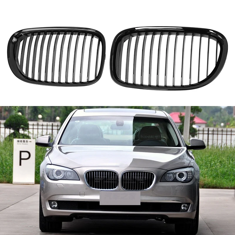 

For BMW 7 Series F01 F02 Car Front Kidney Grill Grille Gloss Black Gilles Racing Grills 2009-2012 Auto Single Line Accessories