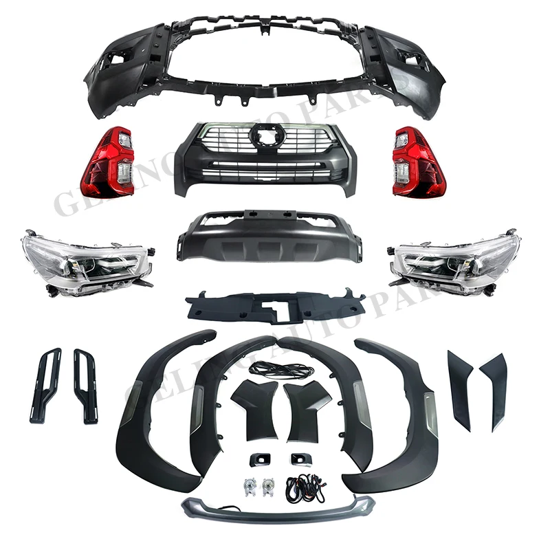 

Автозапчасти, аксессуары, комплект кузова, фара, задняя лампа, передняя решетка, бампер, крыло для Hilux Vigo Revo, обновление до Rocco 2020