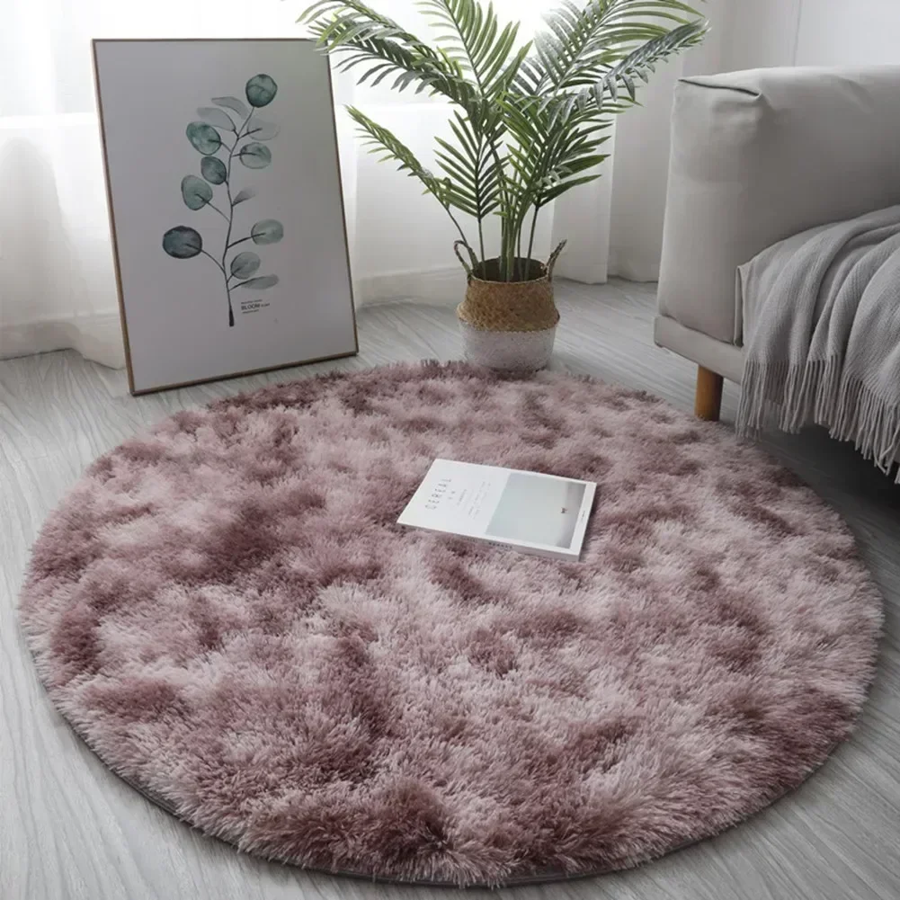 Round Shag Rug – Mink Brown, 60x60cm, Soft Microfiber Bedroom Mat By SOHO