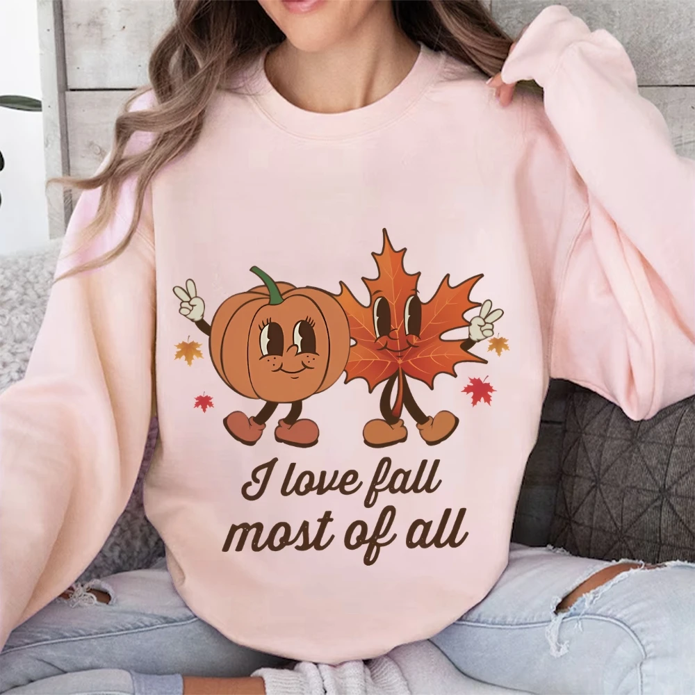 Pumpkin Leaves Fall Sweatshirt Girls Fall Shirts I Love Fall Most of All Sweater halloween Autumn Jumper Thanksgiving Dinner Top