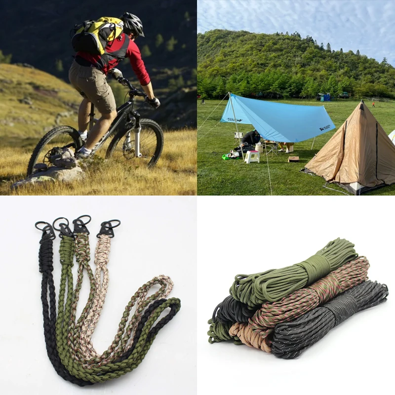 Outdoor Paracord Rope Keychain EDC Survival Cord Lanyard for Camera Telescope Phone Military Emergency Strap for Hiking Camping
