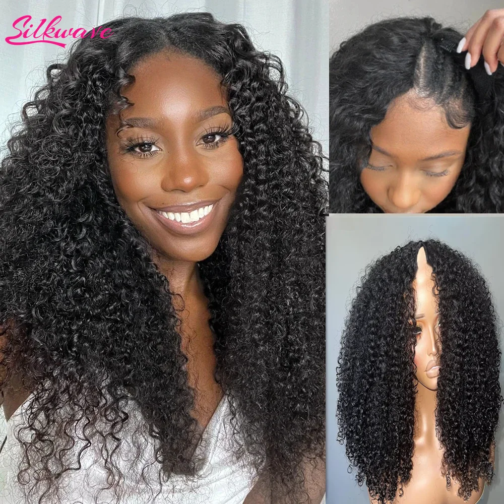 

Silkwave V Part Wig Human Hair Kinky Curly No Leave Out Upgrade Deep Wave V Shape Wig No Glue Clip In Half Wig For Black Women