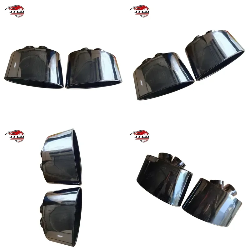 JTLD High Quality Glossy Black Stainless Steel Dual Inlets Exhaust Tips Performance Match for Audi RS Exhaust Muffler Pipes
