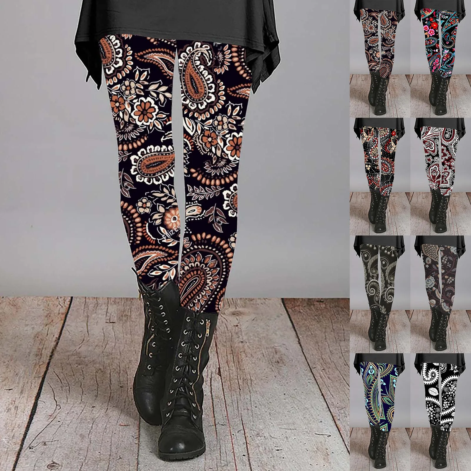 Fall New Fashion Leggings Women Y2k Aesthetic Floral Print Pants Autumn Winter Soft Fit Slimming High Waist Bottomed Pantyhose