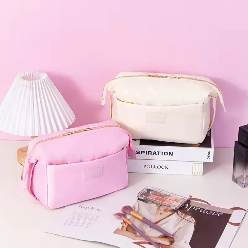 Bolsa organizadora de viaje portátil para mujer, bolsa de almacenamiento de artículos de tocador, bolsa plegable de nailon con cremallera, bolsa de cosméticos de maquillaje, nueva llegada