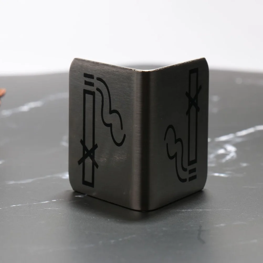 

2PCS Stainless Steel No Smoking Sign Triangle Free Standing No Smoking Table Tent Sign for Office Hotel (Cigarette)