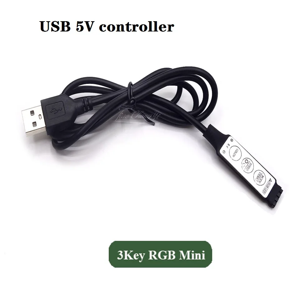 0.5m 1m RGB Controller 5V USB Connector Cable 4pin Line Dimmer 3 Keys for 5V 5050 2835 RGB LED Strip Ribbon TV Backlight Light