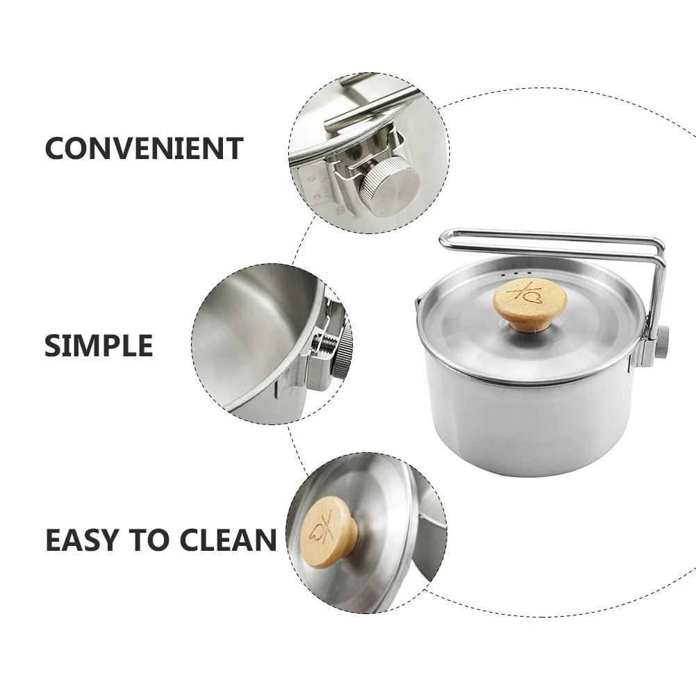 

1pcs Stainless Steel Camping Outdoor Cooking Utensil Portable Noodles Picnic Water Kettle Hiking Cookware Barbecue Cooking Pot