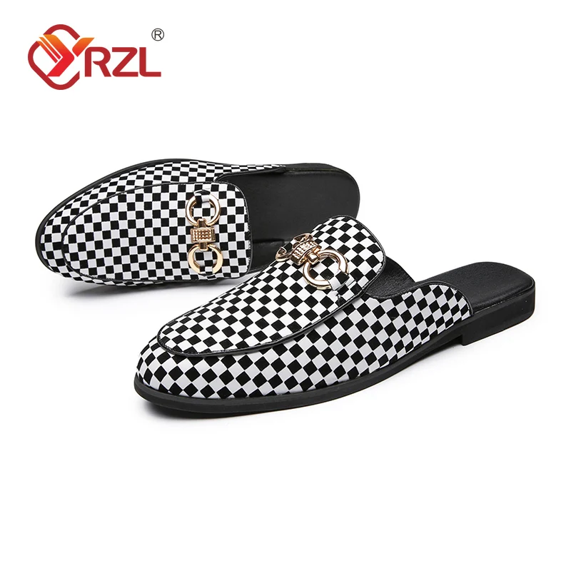 YRZL Summer Men Half Loafers Fashion Breathable Slippers Man Outdoor Lightweight Slip on Half Shoes for Man Leather Sandals